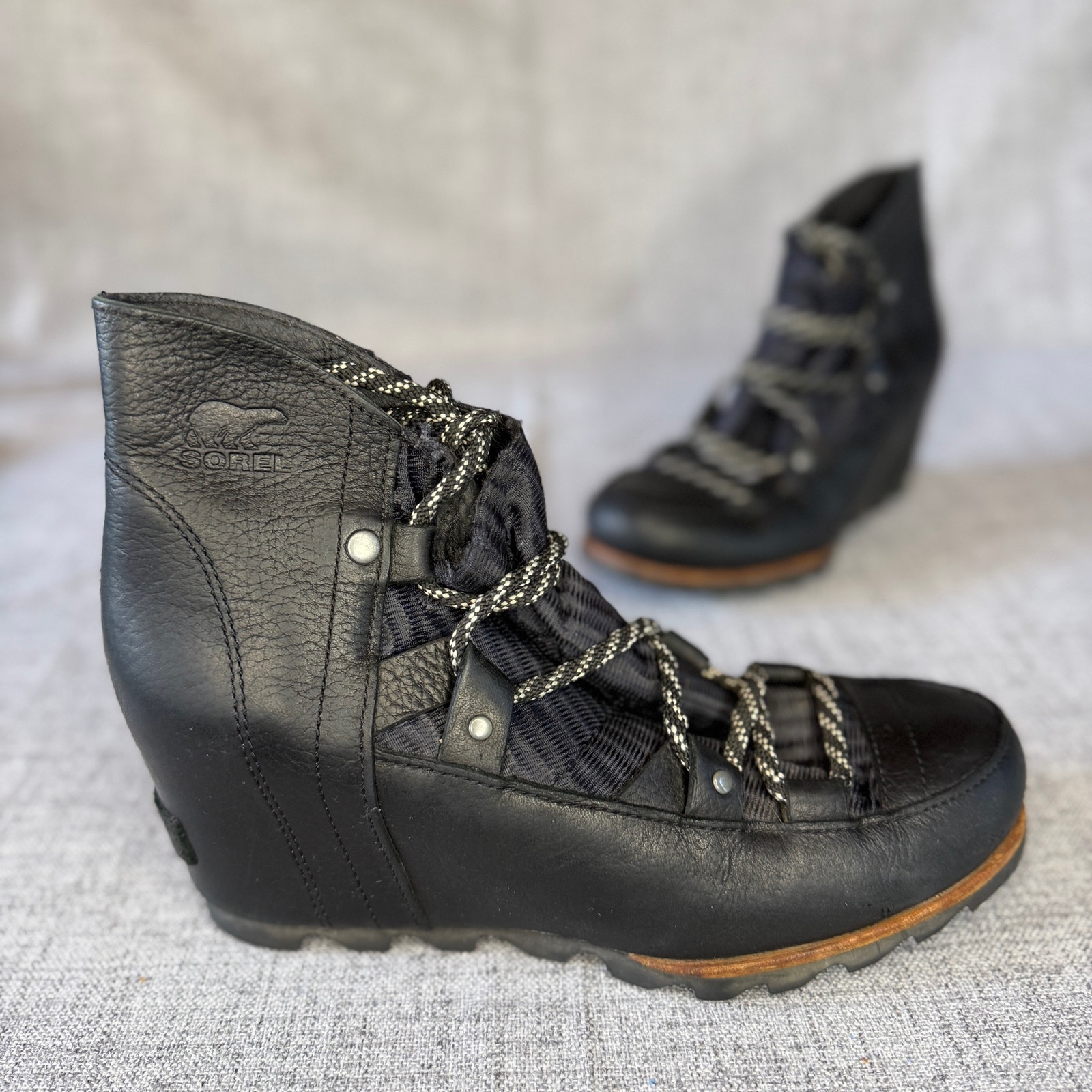 Sorel Joan Of Arctic Wedge Ii Waterproof Boot Black Leather Women's 8 Nl2628-010